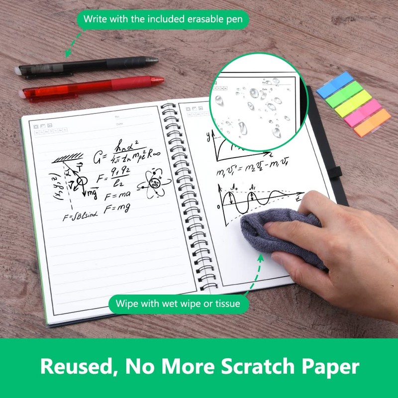 Vicloon Smart Reusable Notebook A5, Wirebound Notebook with 2 Frixion