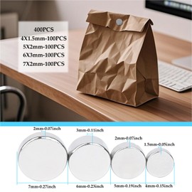 MIN CI Small Magnets 400Pack Round Strong Magnets 4 Sizes Mini Magnet for Crafts Fridge Magnet for Whiteboards Rare Earth Magnete(4x1.5 mm, 5x2mm, 6x3mm, 7x2mm)