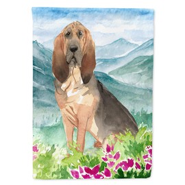 Caroline's Treasures CK2545GF Mountain Flowers Bloodhound Garden Flag Mailbox Flag Decorative Yard Flag Banner Outside Patio Artwork Yard Flower Beds, Garden Size, Multicolor