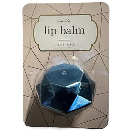 Vanilla Lip Balm, Geometric Design, 0.3 oz, Blue Crystal Shape (Blue)