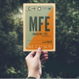 McAllen, Texas, MFE, Luggage Tag, Urban Traveler (4x6 Birch Wood Postcards, 2-Pack Stationary, Rustic Home Wall Decor)