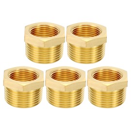 PATIKIL Brass Hex Bushing, 2Pcs 3/4" NPT Female x 1" NPT Male Thread Brass Pipe Fittings Reducer Tubing Adapter Connector Hose Reducing for Water, Air, Oil, Gas Line