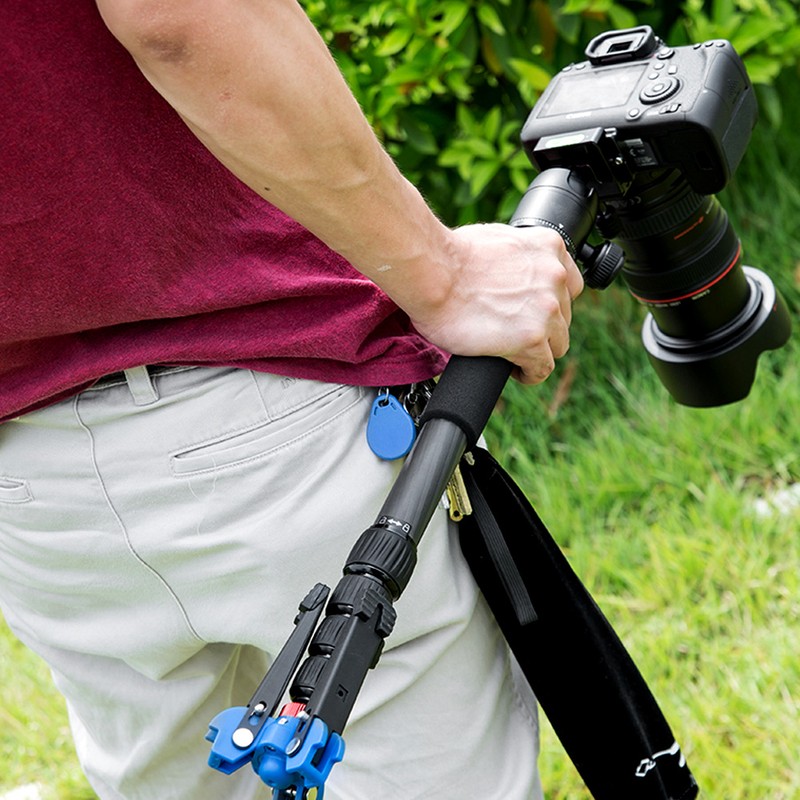 C-333+M-1 Carbon Fiber Portable Outdoor Telescopic Monopod Tripod Mountaineering Cane
