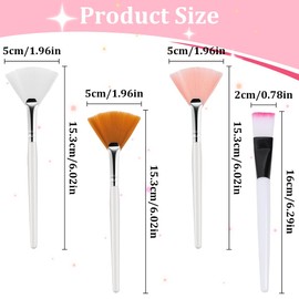 Face Brush, Mask Brush, Applicator for Mud Face Cream, Pack of 8, Fan Brush Cosmetics, for Foundation Contouring and Travel