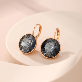 XUPING Round Crystal Earrings Hanging Hoop Earrings Sparkling Austrian Crystals Elegant Earrings 18K Gold Jewellery Gifts for Women, Copper alloy, gold plated, Crystal