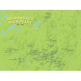 Adirondack High Peaks Checklist 18x24 Poster (Bright Green)