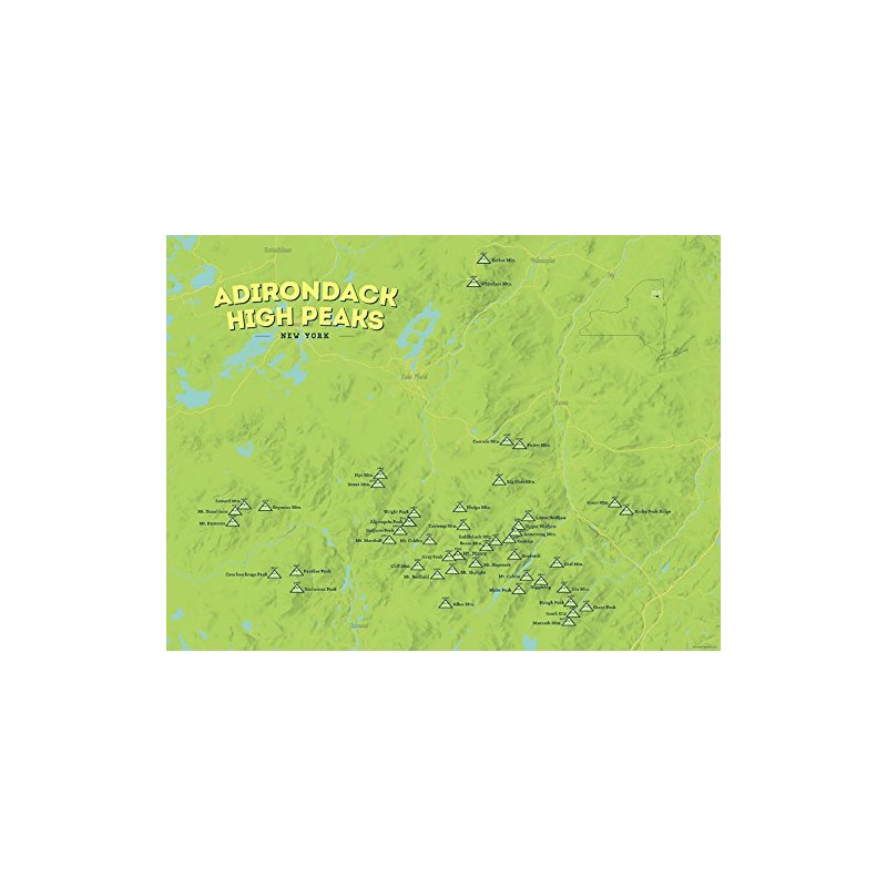 Adirondack High Peaks Checklist 18x24 Poster (Bright Green)