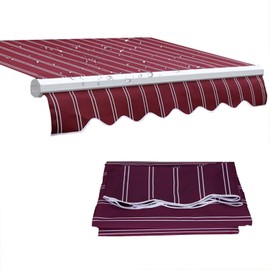 Retractable Awning Shade Fabric Replacements High Lightfastness Window Balcony Garden Durable Canopy Cover Heavy Duty 280g Polyester,frameless(Size:16x4.9ft,Color:Stripe)
