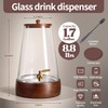 Glass Drink Dispenser with Spigot, 1.72 Gallon, Acacia Wood Stand
