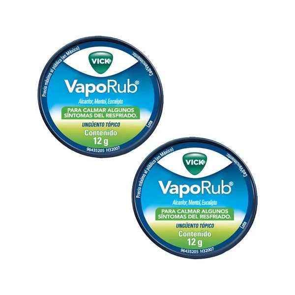Vaporub Lata 12 G 2 Pack Alcanfor Mentol Aceite De