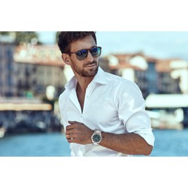 Perry Ellis Solar Powered Mens Watch | Alloy Bracelet | Water-Resistant Analog Wrist Watches for Men | 42mm Case | Relojes para Hombres | Elegant Gift for Man (Silver)