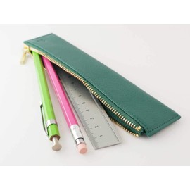 Slip-On OSL Flat Pen Case, Mini Taupe OSL-1601 Genuine Leather, Compact, Simple, Fountain Pen, 1 Piece