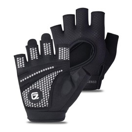 GADIEMKENSD Fitnesshandschuhe für Damen und Herren, Atmungsaktive Sport Handschuhe, Fahrradhandschuhe ohne Finger, Trainingshandschuhe mit rutschfestem Griff, ideal für Klimmzüge, Schwarz L