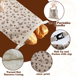 Wiederverwendbare Bienenwachs Brotbeutel 2er Set Praktische Leinen Brottasche und Brotsack mit Clipverschluss Brotaufbewahrung und Frischhalten für Sauerteig und hausgemachtes Brot 30x43 cm