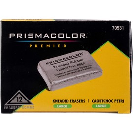 Prismacolor Eraser, Kneaded Rubber Eraser Large, Grey, 12 Pack
