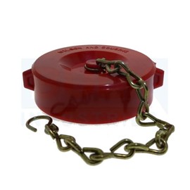 Fire Hose Valve Standpipe Cap & Chain, 3", Plastic, Red, NST