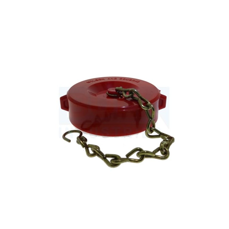 Fire Hose Valve Standpipe Cap & Chain, 3", Plastic, Red,