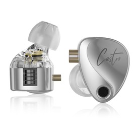 KZ Castor In-Ear Earbuds Wired KZ In-Ear Monitor Earbuds Dual Dynamic Driver for Musician Singer 2dd Tuning Switch Memory Foam Eartips (No Silver Microphone)