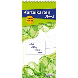 RNKVERLAG 125070 Index Card Pad Lined with 120 DIN A7 Index Cards, White