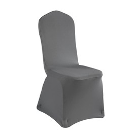 Restaurantware Table Tek 14 x 14 Inch Spandex Chair Cover 1 Universal Stretch Chair Cover - Washable Wrinkle-Free Gray Polyester Banquet Chair Cover Seat Cover for Weddings or Parties