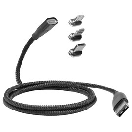 BoxWave Cable Compatible with Moondrop Voyager - MagnetoSnap PD AllCharge Cable (100W), Magnet Charging Braided USB Type-C Micro - Jet Black