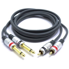 RCA to 6.3 mm Jack Cable 1 m VITALCO 2 x Male RCA Male to 2 x Large Jack Mono Audio Adapter