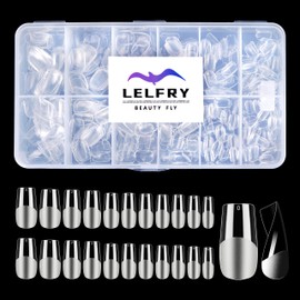 LELFRY Square Fake Nails 120pcs,Square Gel Nail Tips Clear Nails Pre-shape Full Cover Acrylic Square Nails French False Nails For Nail Extension Nail Art,12 Sizes False Gelly Tips