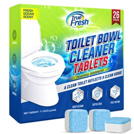 True Fresh Toilet Bowl Cleaner Tablets 26 Pack – Deodorizer & Septic Safe – Deep Cleaning, Odor Eliminator, Stain Remover for Long-Lasting Freshness – Fresh Ocean Scent