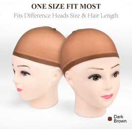 MORGLES 20 Pcs Brown Stocking Caps for Wigs Stretchy Nylon Wig Caps for Women Men