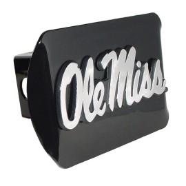 mississippi ole miss logo metal black chrome trailer hitch cover usa made