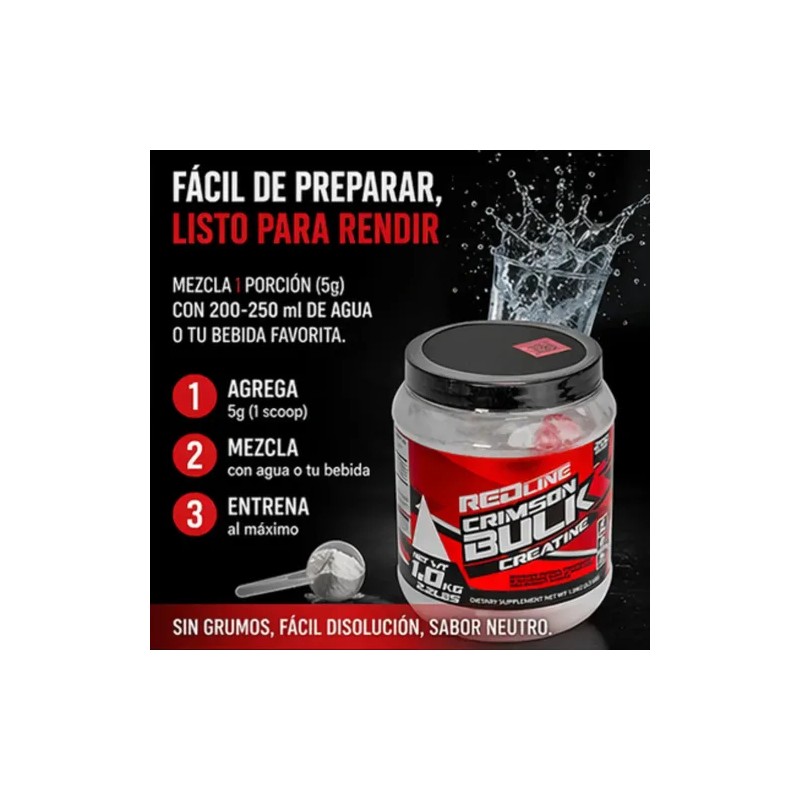 Redline Creatina Monohidratada Crimson Bulk Natural 1kg Natural