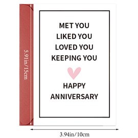 Simple Anniversary Card, Pack of One Romantic Happy Wedding Anniversary Card with Red Envelope，Anniversary Card for Couple，Anniversary Gifts for Husband Wife Boyfriend Girlfriend Fiancé Fiancee