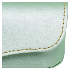 Tacy CY-6338B-8 Glasses Case, Stylish, Women's, Cute, Semi-Hard Case, Button Type, Resin, PU, Green