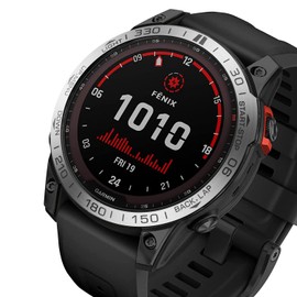 AISPORTS Lünetten Styling Kompatibel mit Garmin Fenix 7X Lünettenring Damen Herren, Selbstklebende Abdeckung Kratzschutz Edelstahl Metalllünette Zifferblattrahmen Kreis Schutzhülle für Garmin Fenix 7X