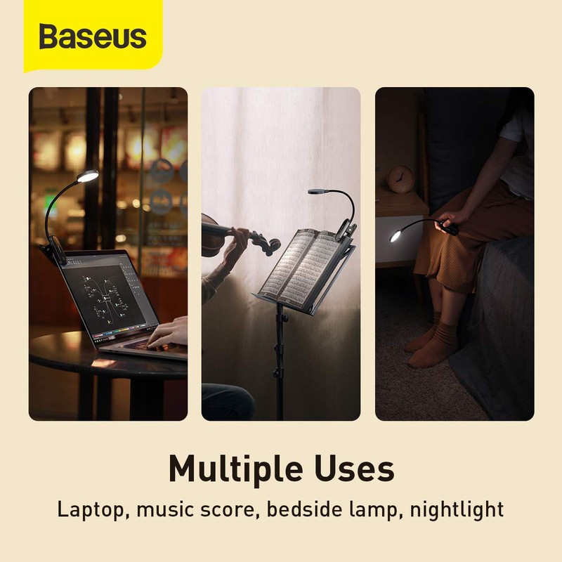 Baseus Comfort Reading Mini Clip Lamp, Dark Gray