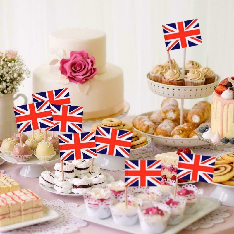 Pack of 50 Union Jack Cocktail Sticks Toothpicks Food Flags