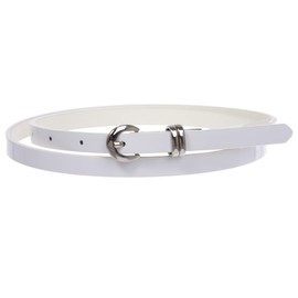 1/2" inch Patent Leather Skinny Belt, White | M/L - 36"