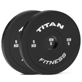 Titan Fitness 5 KG Pair Black Change Fractional Weight Plates, Rubber Coated Steel Bumper Plates, Fit Olympic Sized Barbells for Strength Training and Weightlifting