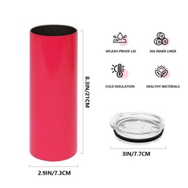 Lilsofee 4 Pack 20 oz Sublimation Tumblers with Lids and Straws Blank Stainless Steel Double Vacuum Metal Skinny Tumbler Rose Heat Press Transfer Printing DIY Cups