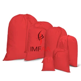 IMFAA Large(40x50) Drawstring Laundry Sack, Stocking, Storage, Muslin 100% Cotton Shopping Bags. (Pack-10, Red)