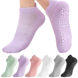 Utensilsto 6 Pairs Pilates Yoga Socks Women's Stopper Socks 36-39 Non-Slip Pilates Socks Non-Slip Socks Grip Socks Non-Slip Socks for Women Ballet Dance Fitness Rehab Home, multicoloured, One size