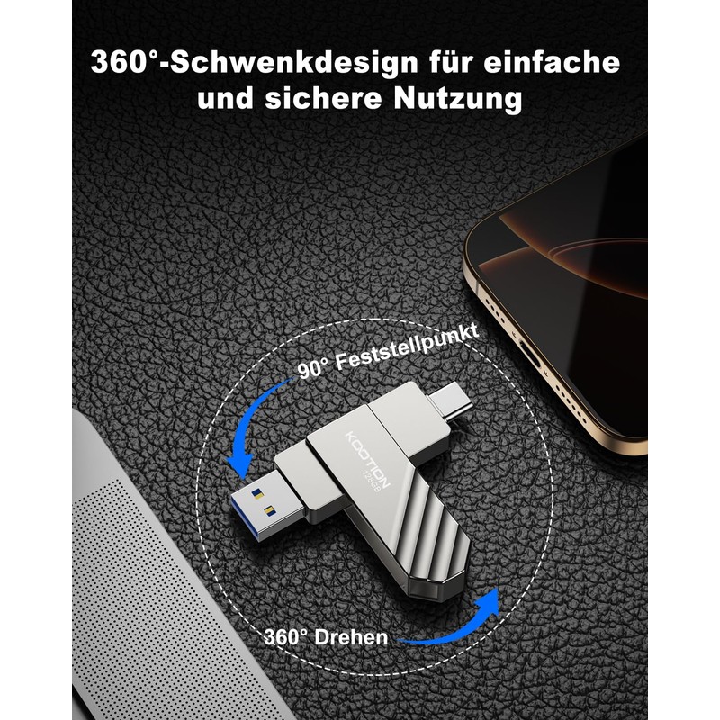 KOOTION USB Flash Drive [USB 3.2 128G] 2 in 1