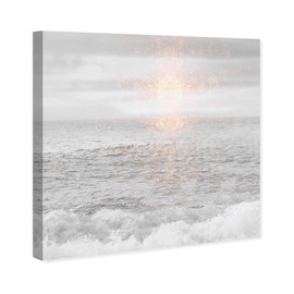 The Oliver Gal Artist Co. Nautical and Coastal Wall Art Canvas Prints 'Grey Sea' Home Décor, 16 in x 16 in, Gray, Gold