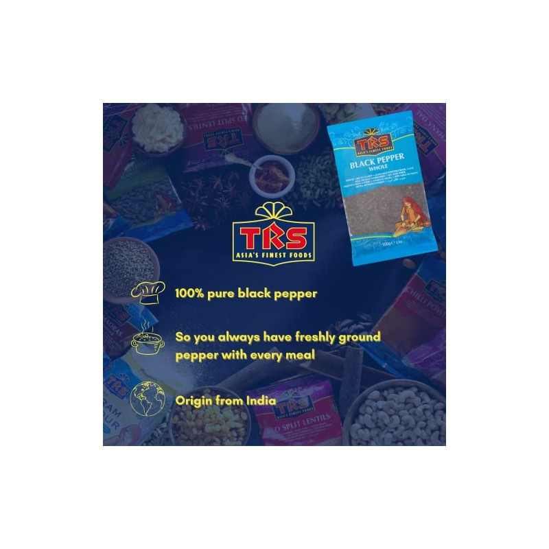 TRS Black Pepper Whole, 100 g - Pack of 10