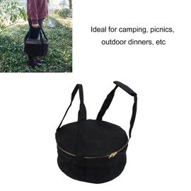 Topyond Casserole Carrier Storage Bag with Zipper, Waterproof Canvas Insulated Food Carrier, Round Pot Organizer for Camping Picnic, Durability Outdoor Kitchen Accessory