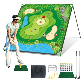 Joysweetoy Large Golf Chipping Game, 5.9x5.9 FT Portable Sticky Golf Game for Adults, Outdoor Indoor Golf Chipping Practice with 2 Adjustable Club, 20 Sticky Balls, Carry Bags