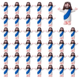 ARCHCRTC 60 Pcs Little Jesus Figurine Miniature Jesus Doll Tiny Jesus Figurine to Hide and Seek Classic Religious Gifts Christ Savior Jesus for Sunday Easter Egg Stuffers Baptism Gift(60,Blue)