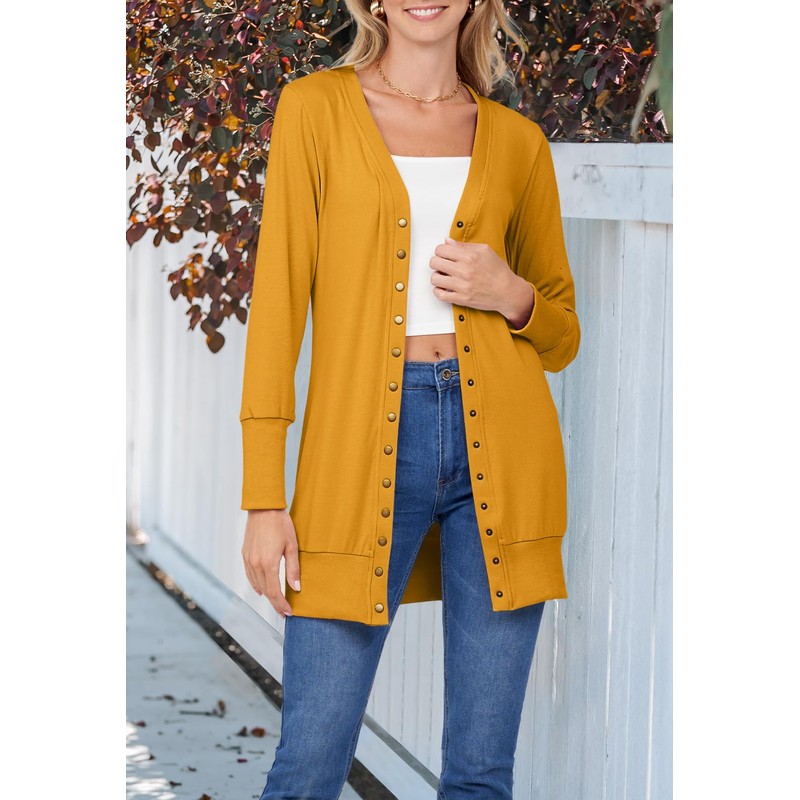MEROKEETY Women's 2024 Fall Long Sleeve Snap Button Down Solid