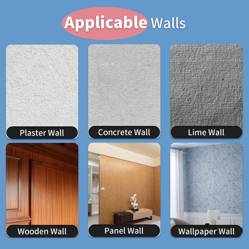 [60 Pack] Concrete Wall Hooks - PinCute Wall Picture Hangers