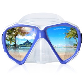 Scuba Diving Mask, HD Snorkeling Mask Anti-Fog Swim mask Tempered Glasses Professional Snorkel Goggles Leak-Proof Swim Goggles with Nose Cover for Diving, Snorkeling, Swimming (Royal Blue)